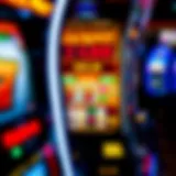 Close-up view of a slot machine displaying vibrant symbols and a jackpot sign