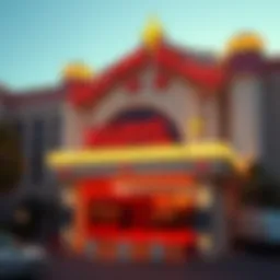 Exterior view of Treasure Island resort showing Marvel Station attraction