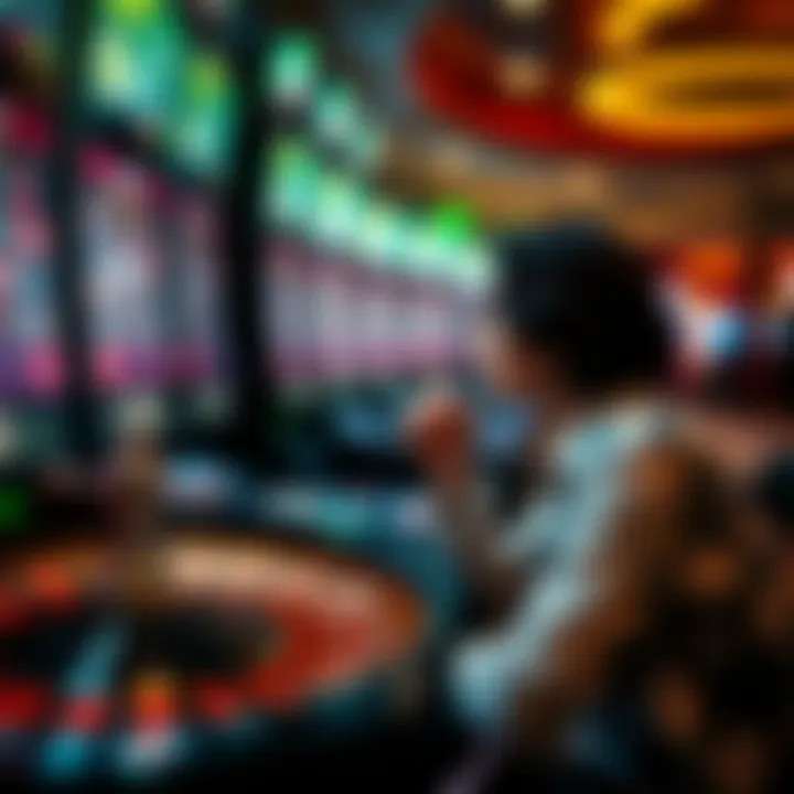 Player contemplating strategy at a roulette machine