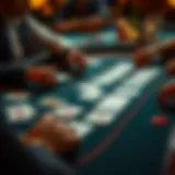 A strategic card layout during a strip poker game