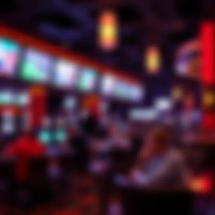 View of patrons enjoying the sports book amenities including screens and lounges