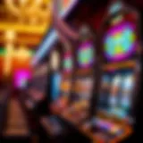 A vibrant slot machine with spinning reels